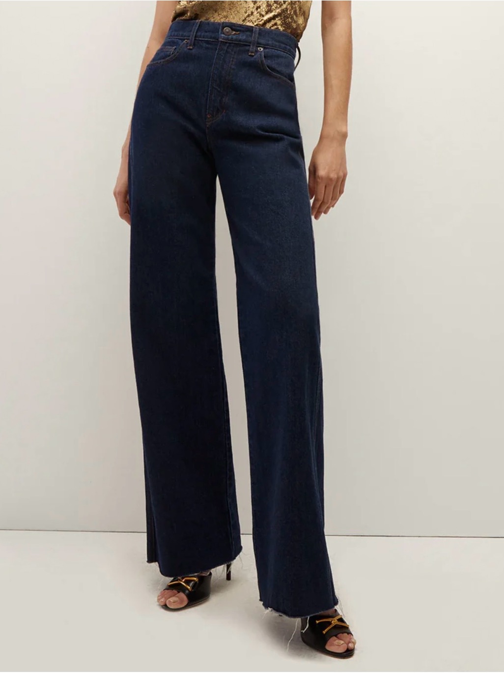 Veronica Beard Taylor High Rise Wide Leg Jean In Rodeo Clea Non-Stretch Denim